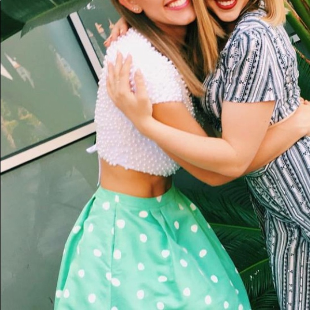 Sherri Hill 32247 Size 0. Mint Green, White, Pearl